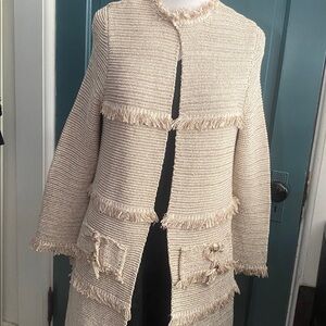 Chico's Cream Textured Knit Top